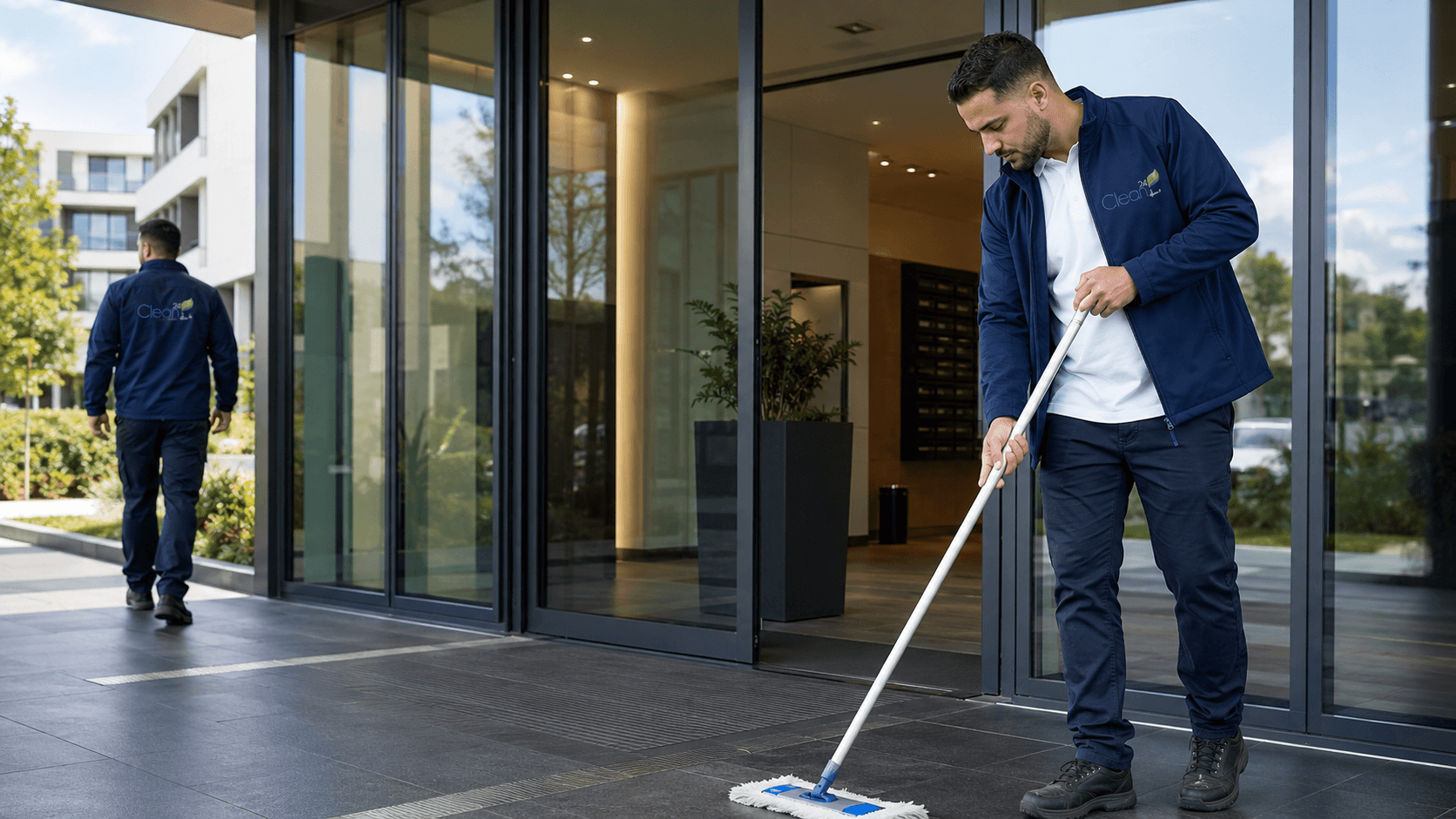 Clean24 Reinigungsarbeit in einer betreuten professionellen Umgebung.