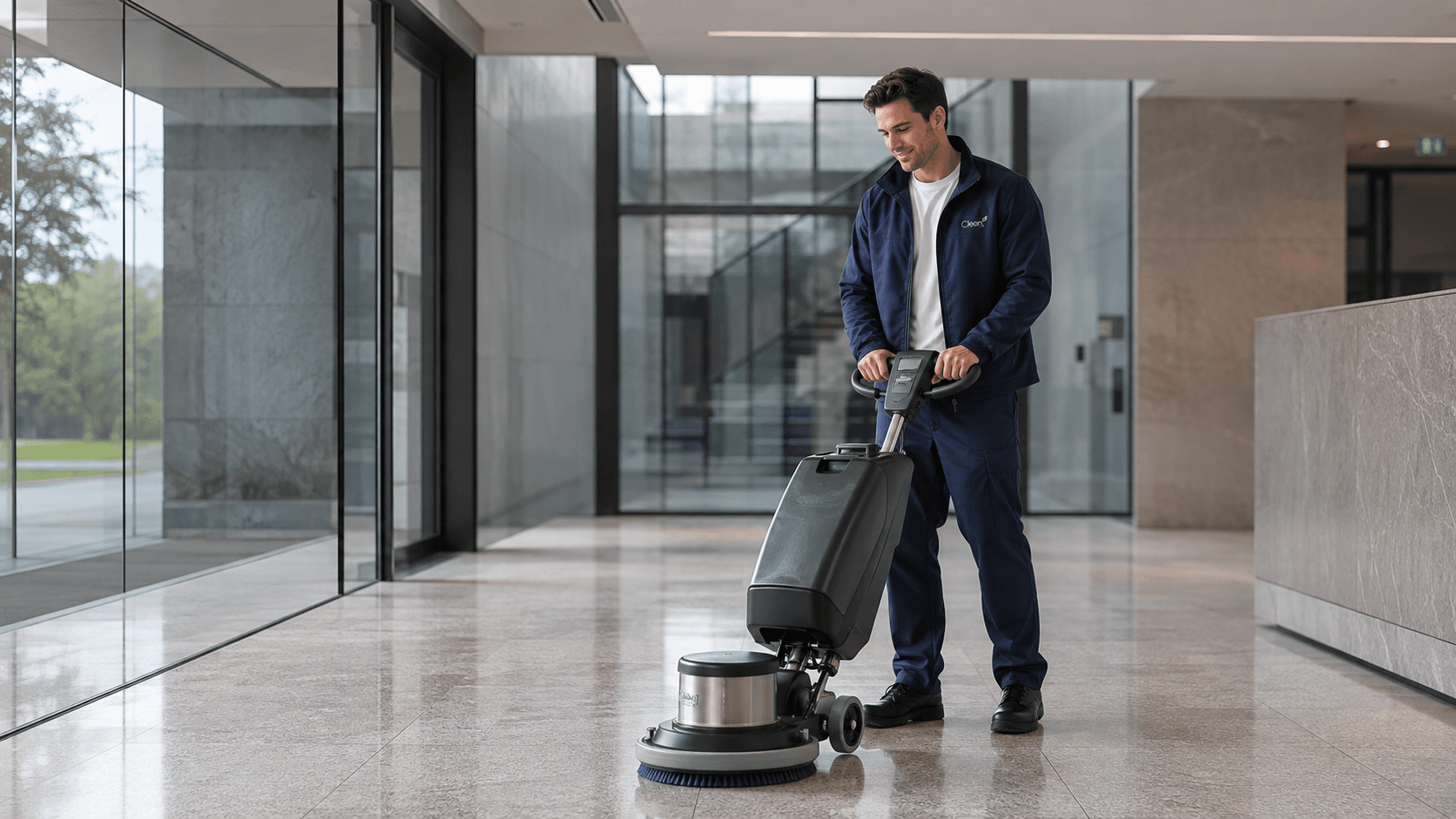 Professionelle Clean24 Reinigung in einer modernen Arbeitsumgebung.